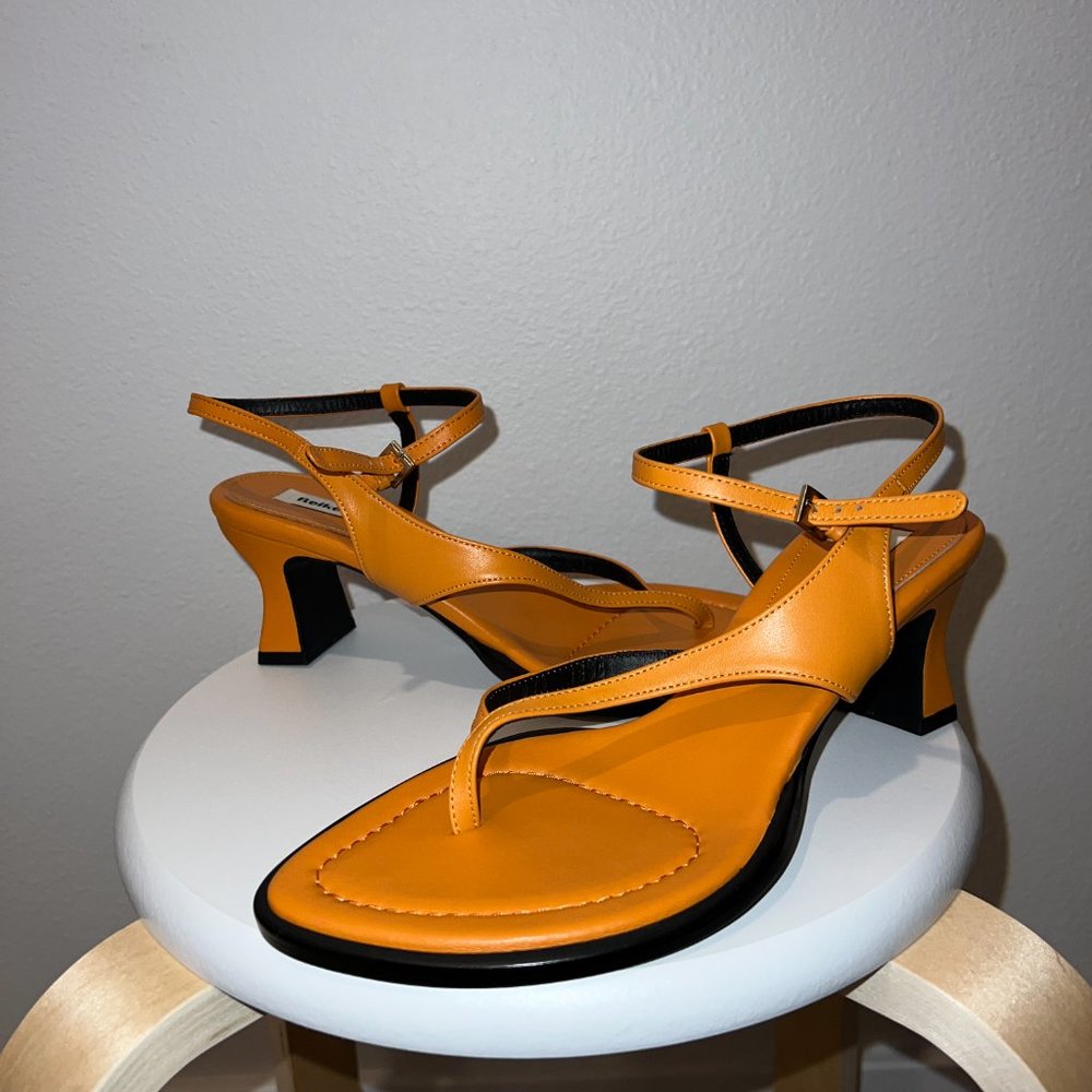 Size US 7 / EU 38 - REIKE NEN Orange Leaf Heeled Sandals